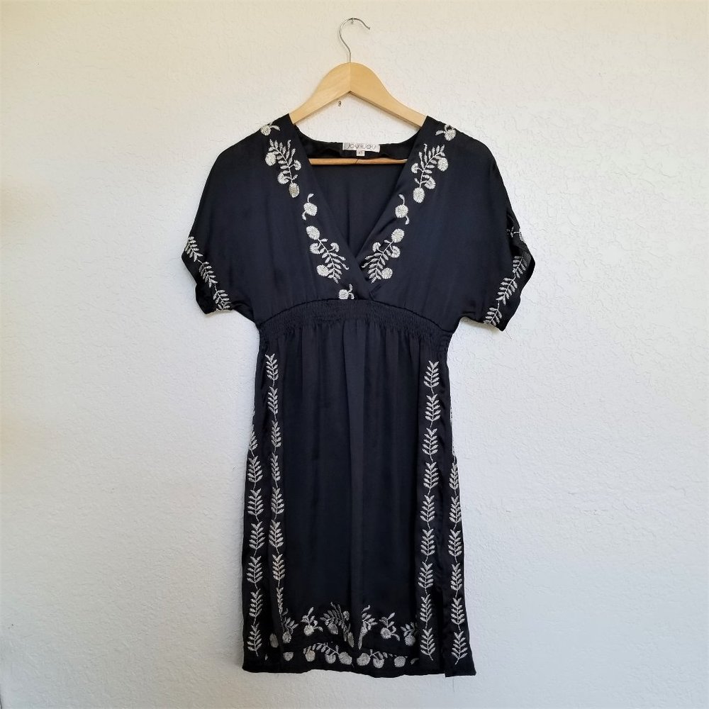 JOY JOY Navy Blue Satin Boho Dress